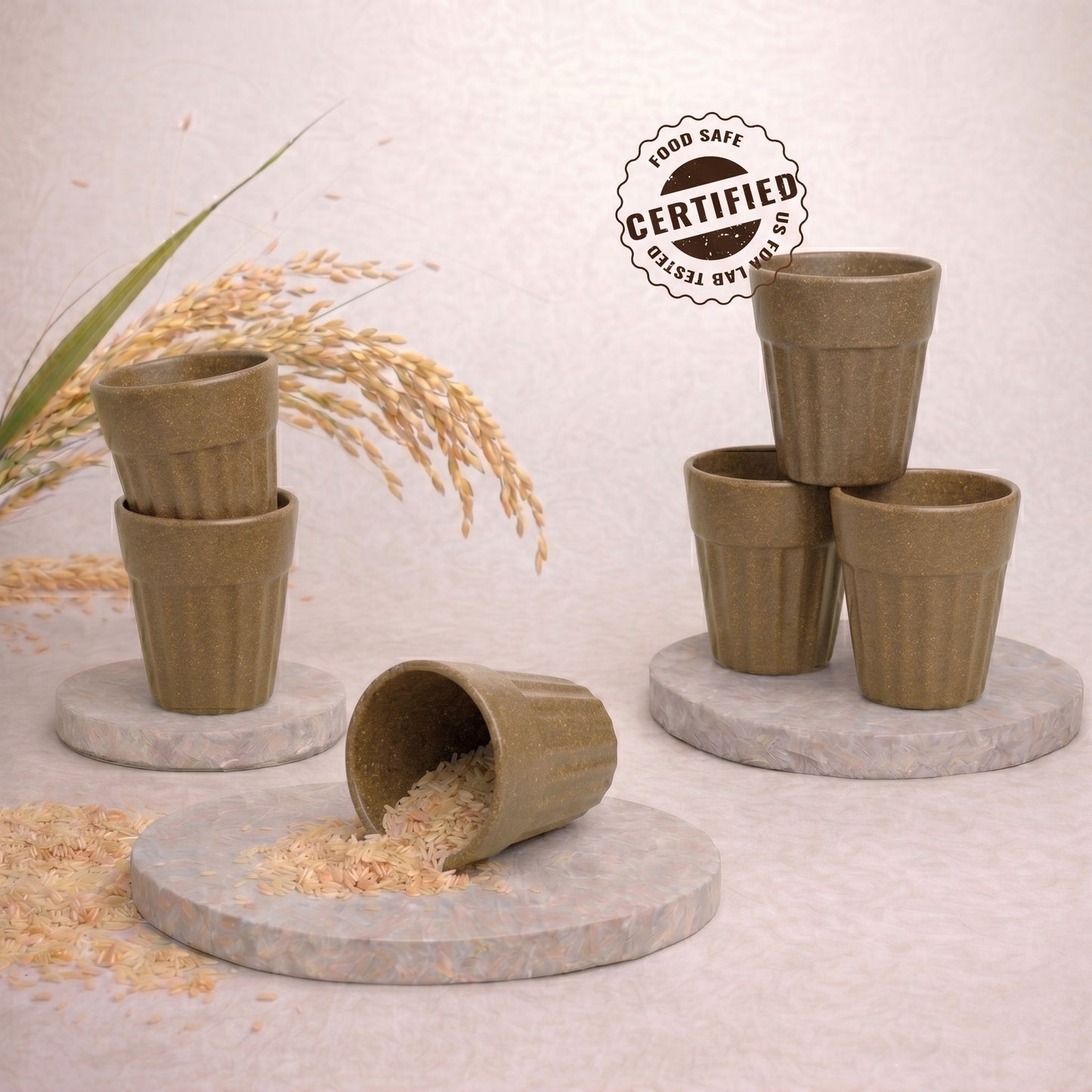 TurtleTales Mini Husk Chai Cups Rice Husk Cutting Chai Cups (85ml) - Set of 4/6