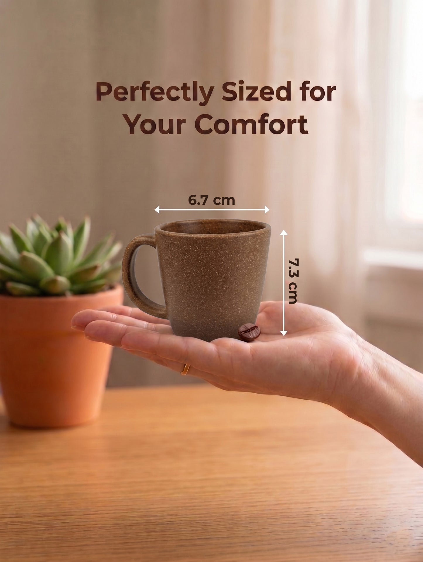 TurtleTales Pebble Brew Rice Husk Espresso Mugs (150ml) - Eco-Friendly Coffee Cups
