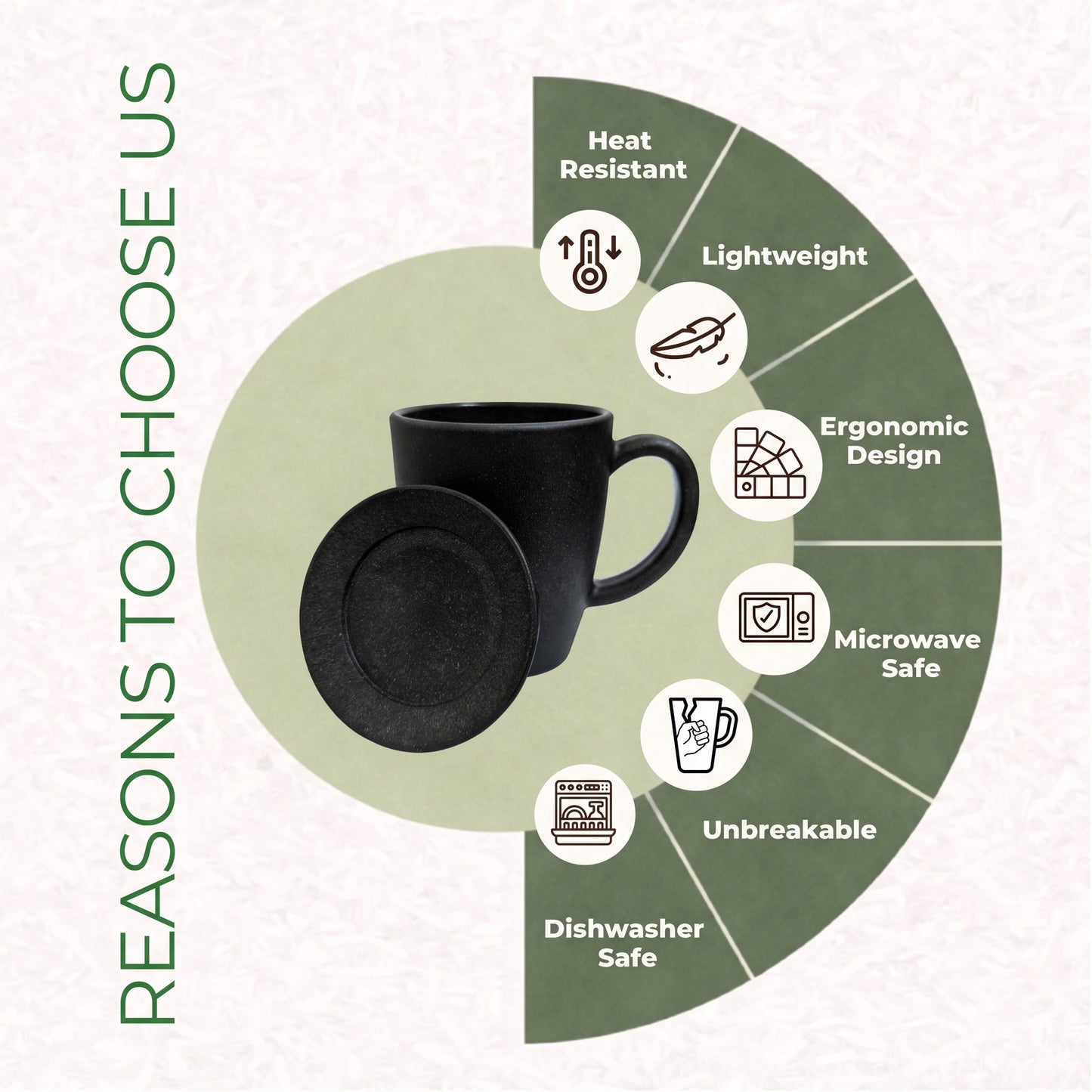 TurtleTales Vintage Brew with Lid Rice Husk Biocomposite Coffee Mug (300ml) - 3-in-1 Eco-Friendly & Unbreakable