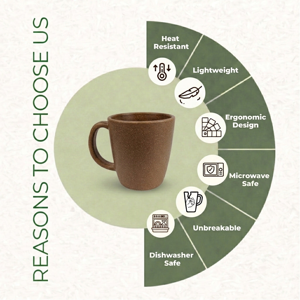 TurtleTales Pebble Brew Rice Husk Espresso Mugs (150ml) - Eco-Friendly Coffee Cups