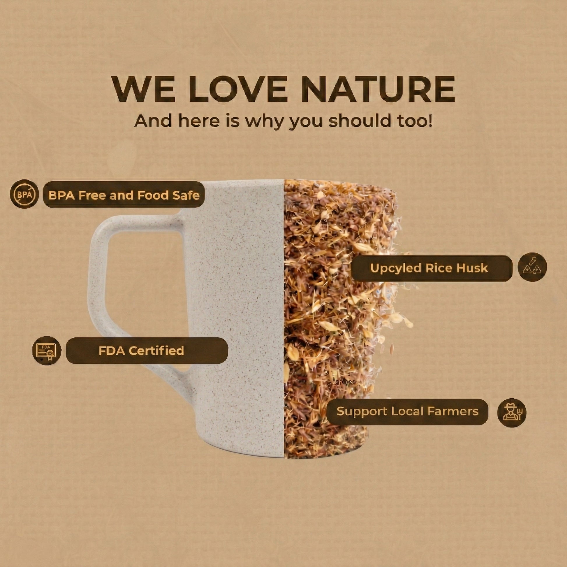 Strong by design, light by nature - Turtle Brew mug on wooden board