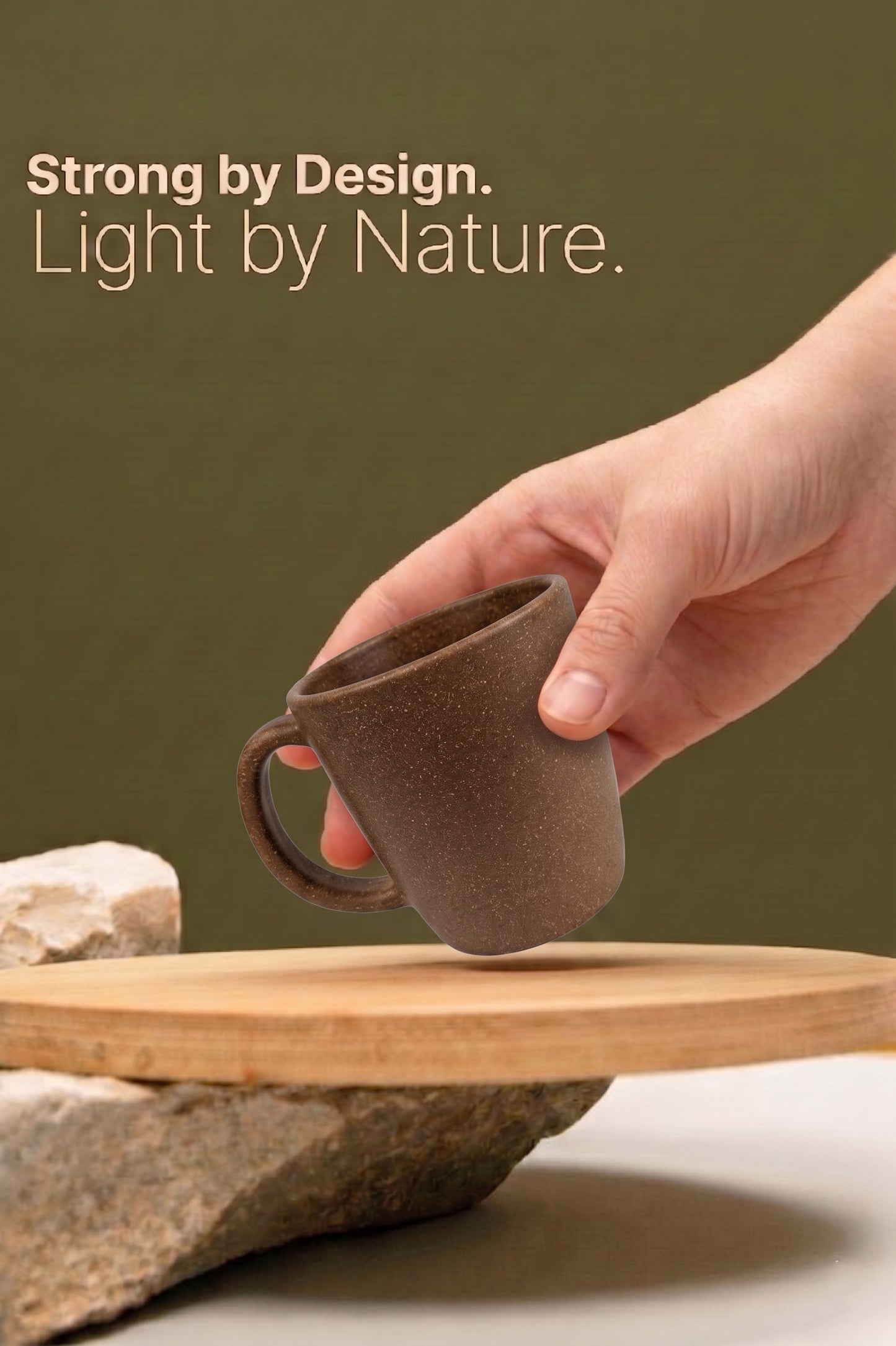 TurtleTales Pebble Brew Rice Husk Espresso Mugs (150ml) - Eco-Friendly Coffee Cups