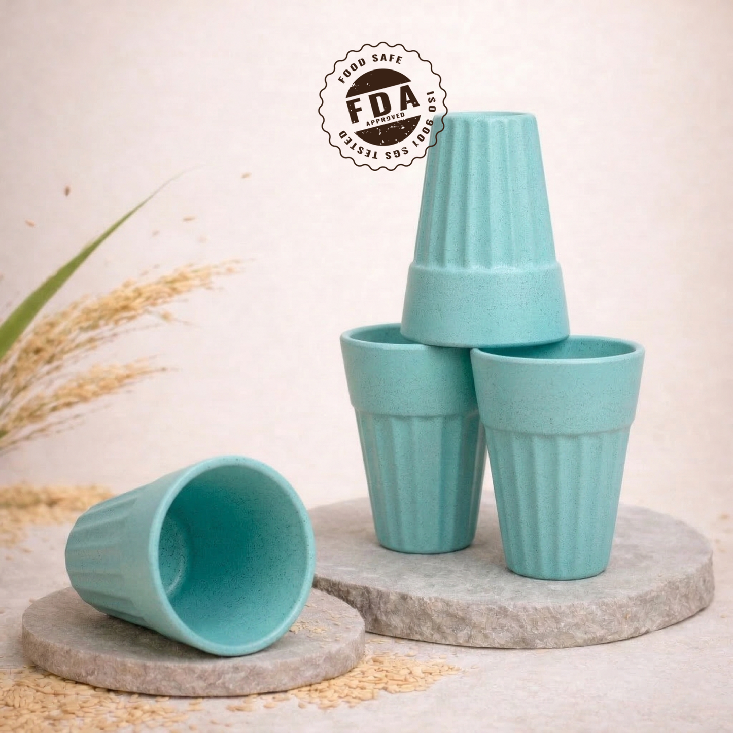 TurtleTales Husk Chai Cups Rice Husk Biocomposite Kulhad Cups (140ml) - Set of 2/4/6